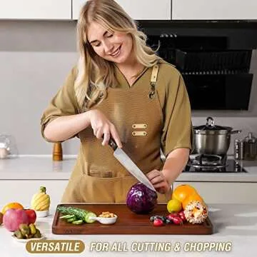 AZRHOM Large Walnut Wood Cutting Board for Kitchen 18x12 (Gift Box) with Juice Groove Handles Non-slip Mats Thick Reversible Butcher Block Chopping Board Cheese Charcuterie Boardrd