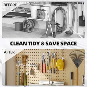 Vehookin Garage Hooks 10 Pack, Heavy Duty Steel Tool Wall Storage Hooks with Anti-Slip Coating, Wall Mount Holder for Bike, Ladder and Garden Tools (Gear Hook 10 White)