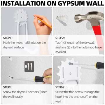 Vehookin Garage Hooks 10 Pack, Heavy Duty Steel Tool Wall Storage Hooks with Anti-Slip Coating, Wall Mount Holder for Bike, Ladder and Garden Tools (Gear Hook 10 White)