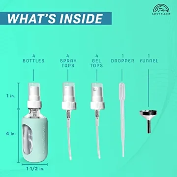 Savvy Planet 2oz Glass Spray Bottle Set with Sleeves - 4 Pack