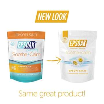 Epsoak Epsom Salt 2 lb. Magnesium Sulfate USP. (Qty. 1 x 2lb. Bag), Soothe + Calm, Resealable Epsom Salt Bag, Made in The USA, Cruelty-Free Certified