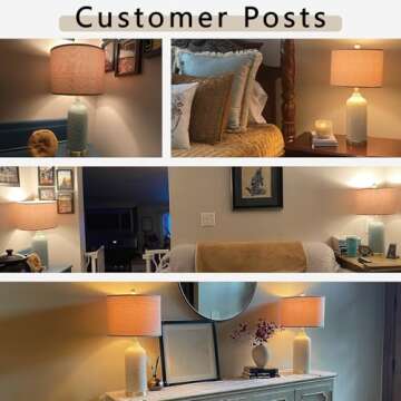 G-SAFAVA 24.25" Modern Ceramic Blue Table Lamps Set of 2 for Living Room, Farmhouse, Bedside, Coastal Bedroom, Side & End Tables