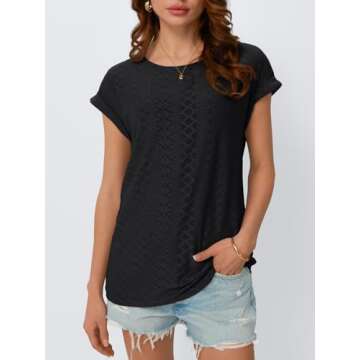 AUTOMET Womens Tops Short Sleeve T-Shirts Eyelet Embroidery Blouse Dressy Causal Spring Summer Vacat...