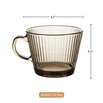 Joeyan Amber Glass Coffee Mugs – Elegant Set of 2