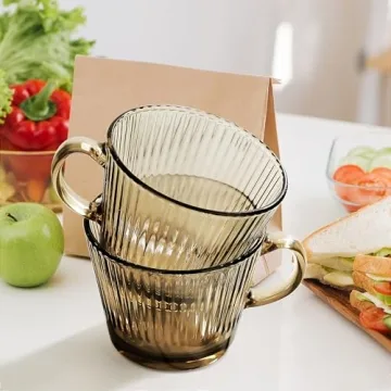 Joeyan Amber Glass Coffee Mugs – Elegant Set of 2