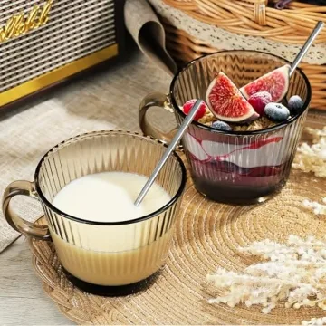 Joeyan Amber Glass Coffee Mugs – Elegant Set of 2