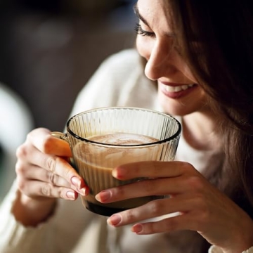 Joeyan Amber Glass Coffee Mugs – Elegant Set of 2