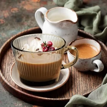 Joeyan Amber Glass Coffee Mugs – Elegant Set of 2