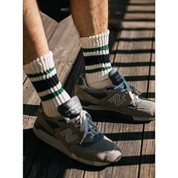 Fszsaa Fun Novelty Socks For Women Striped Retro Crew Socks Sporty Calf Socks Casual Cotton Socks Women