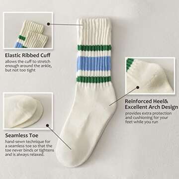 Fszsaa Fun Novelty Socks For Women Striped Retro Crew Socks Sporty Calf Socks Casual Cotton Socks Women