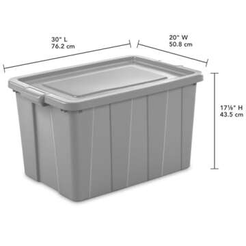 Durable Sterilite 4 Pack Tuff1 Storage Totes - 30 Gallon