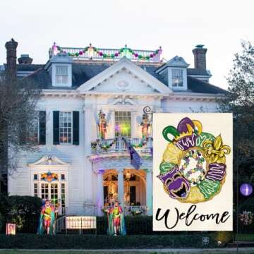 AVOIN colorlife Mardi Gras Donut Garden Flag 12x18 Inch Double Sided, Mask Fleur de Lis Welcome New ...