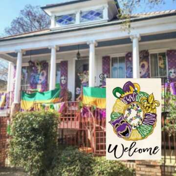 AVOIN Mardi Gras Garden Flag | Double Sided, 12x18 Inch Decoration