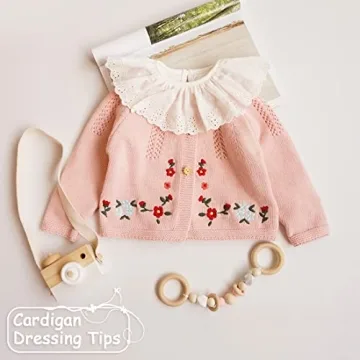 Simplee kids Baby Cardigan Hand Knitted Cardigan with Hand Embroidery Sweater Long Sleeve Baby Girl Coat for Winter and Autumn 3-4T C-Pink