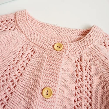 Simplee kids Baby Cardigan Hand Knitted Cardigan with Hand Embroidery Sweater Long Sleeve Baby Girl Coat for Winter and Autumn 3-4T C-Pink