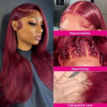 26 Inch 99J Burgundy Lace Front Wigs - Luxurious & Versatile Human Hair Wig