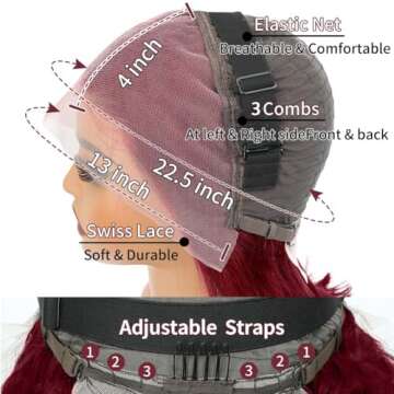 Stunning 26 Inch Burgundy Lace Front Wig for Women