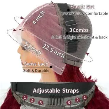 Stunning 26 Inch Burgundy Lace Front Wig for Women