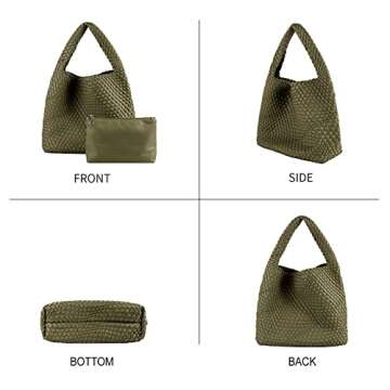 LMKIDS Women Vegan Leather Hand-Woven Tote Handbag Fashion Shoulder Top-handle Bag All-Match Underar...