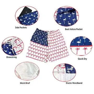 SILKWORLD Men's Board Shorts Quick Dry Swim Trunks