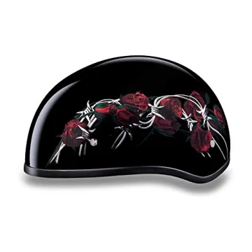 Daytona HELMETS Motorcycle Half Helmet Skull Cap - Barbed Roses 100% DOT Approved