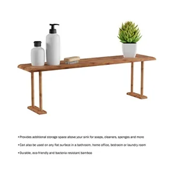 Lavish Home Bamboo Sink Shelf - Countertop Organizer Kitchen, Bathroom, Bedroom, Office - Space-Saving Storage for Soap, Sponges, and Cleaners