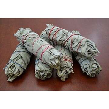 6 Pack - Premium California White Sage Smudge Sticks, Each Stick Approximately 4 Inches Long - Made in USA