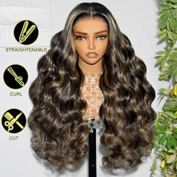 Arabella Balayage Lace Front Wig Human Hair 13x4 Ready to Go Glueless Wig 210% Density Body Wave Wig...