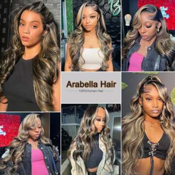 Arabella Balayage Lace Front Wig Human Hair 13x4 Ready to Go Glueless Wig 210% Density Body Wave Wigs Balayage HD Lace Frontal Wig Pre Plucked With Baby Hair (24inch, 13X4 Body Wave)