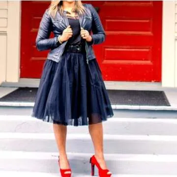 WDPL Women's A Line Short Knee Length Tutu Tulle Prom Party Skirt Small Black