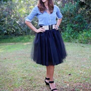 WDPL Women's A Line Short Knee Length Tutu Tulle Prom Party Skirt Small Black