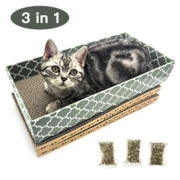 Durable Cat Scratcher Lounge Bed with Catnip - 3PCS