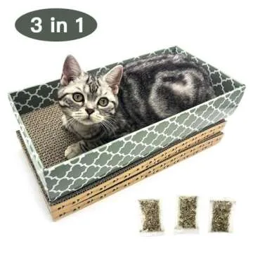 Durable Cat Scratcher Lounge Bed with Catnip - 3PCS