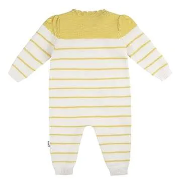 Gerber Baby Girls' Sweater Knit Romper Jumpsuit, Yellow Fox, 6-9 Months