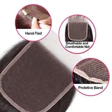 Body Wave 3 Bundles with Closure 100% Unprocessed Brazilian Body Wave Human Hair Weave with 4x4 Free Part Lace Closure Natural Color (20 22 24+18, Bundles with Closure)