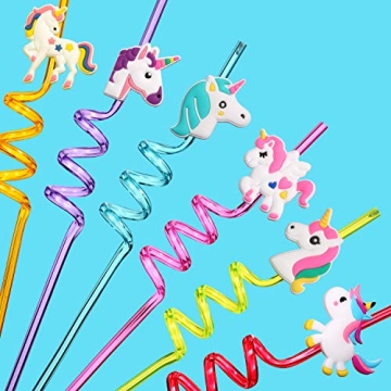 Colorful Unicorn Straws & Tattoos for Kids' Parties