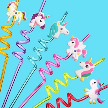 Colorful Unicorn Straws & Tattoos for Kids' Parties