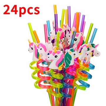 Colorful Unicorn Straws & Tattoos for Kids' Parties
