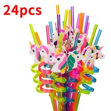 Colorful Unicorn Straws & Tattoos for Kids' Parties