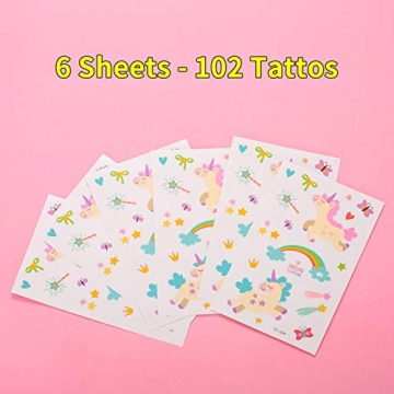Colorful Unicorn Straws & Tattoos for Kids' Parties