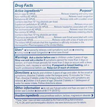 Boiron Coldcalm Cold Relief Medicine, 60 Tablets (Pack of 3). Quick-Dissolvin for Sneezing, Runny Nose, Nasal Congestion and Minor Sore Throat. Non-drowsy Cold Medicine, Natural Active Ingredients