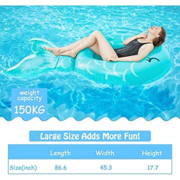 Dehumi Inflatable Mermaid Pool Float Floatie - 86.6”×45.3”×17.7” Giant Pool Raft Blow Up for Kids Adults Women, Summer Fun Water Toy for Parties in Swimming Pools and Beach