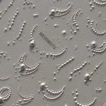 White French Tips Pearls Nail Art Stickers 5D Embossed Romantic Nail Stickers French Tips Line Nail Decals for Nail Art Design Nail Accessories for Women Girls Valentine's Day Nail Art Decoration