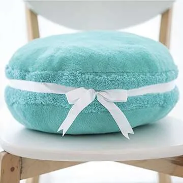 ChezMax Macaron Pillow Plush Back Bolster Cushion Microbead Throw Pillow Case Round Seat Cushion Home Decor Pillow for Sofa Bedroom Office Dormitory Car 14.5" Blue