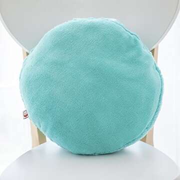 ChezMax Macaron Pillow Plush Back Bolster Cushion Microbead Throw Pillow Case Round Seat Cushion Home Decor Pillow for Sofa Bedroom Office Dormitory Car 14.5" Blue