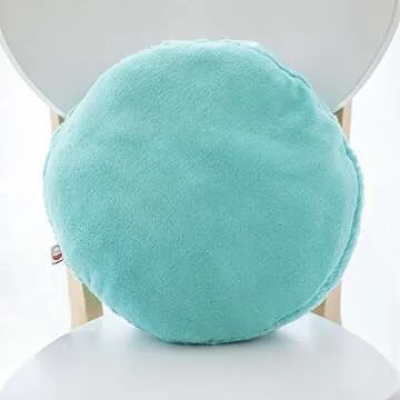 ChezMax Macaron Pillow Plush Back Bolster Cushion Microbead Throw Pillow Case Round Seat Cushion Home Decor Pillow for Sofa Bedroom Office Dormitory Car 14.5" Blue