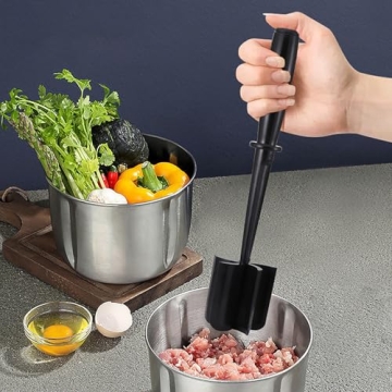 5 Blade Heat Resistant Meat Chopper, Non Scratch Potato Masher Tool, Safe for All Cookware, Kitchen ...