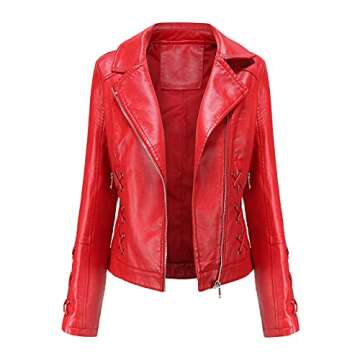 5665 Women Waterproof PU Leather Jackets, Cropped Biker Jacket for Stylish Women
