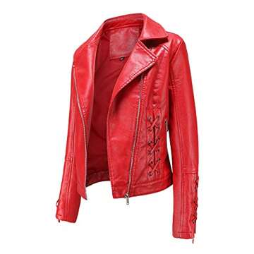 5665 Waterproof Cropped PU Leather Jacket for Women