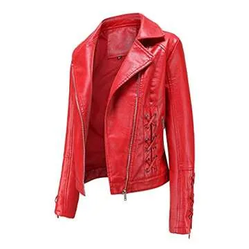 5665 Waterproof Cropped PU Leather Jacket for Women